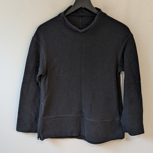Lululemon Black On Repeat Ribbed Mock Neck Pullover Sweatshirt 6 Athleisure - Picture 2 of 7